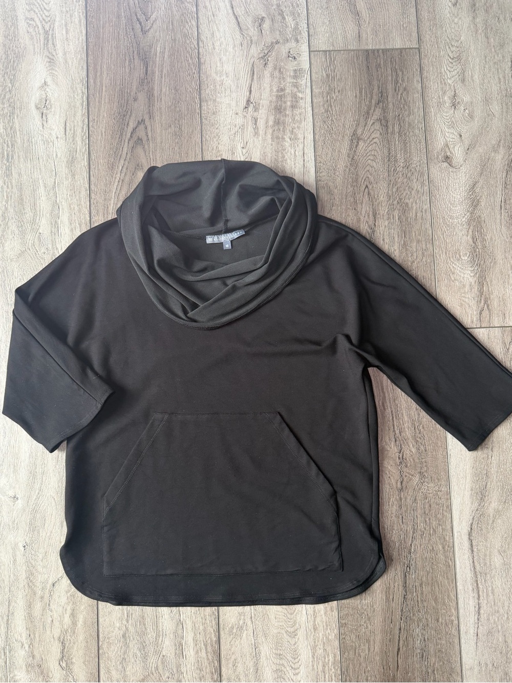 Elliott Lauren-Classic Black Cowl Neck Athleisure Front Pocket Pullover Hoodie